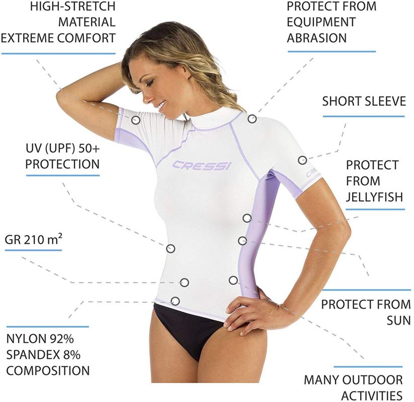 Cressi Aquamarine UV majica s kratkimi rokavi za ženske S