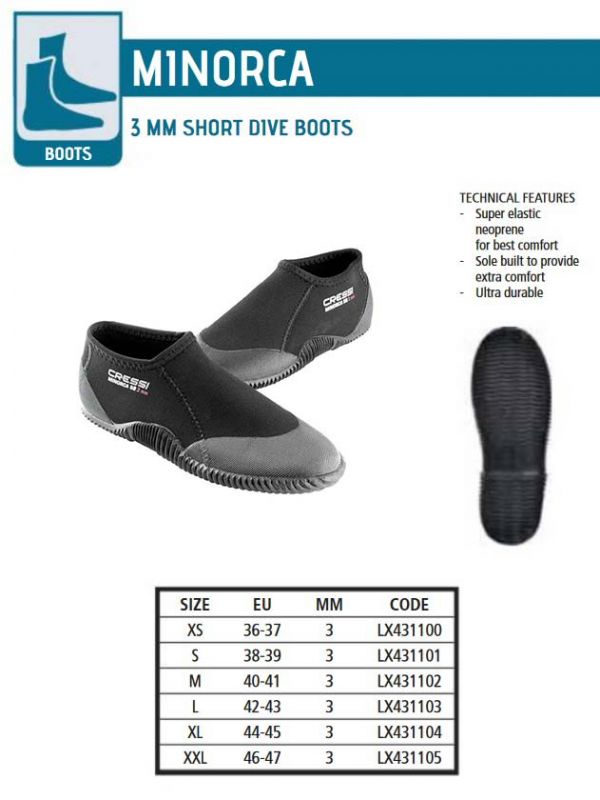 Cressi Minorca 3mm neoprenski čevlji XS