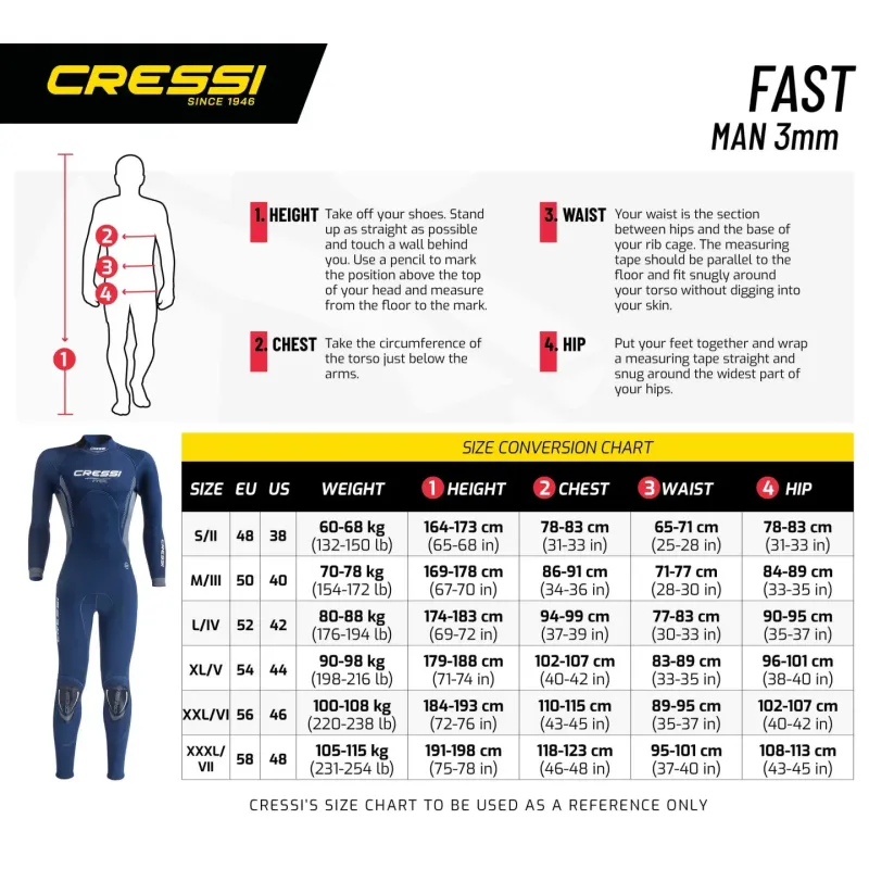 Cressi Fast 3mm moška neoprenska obleka L