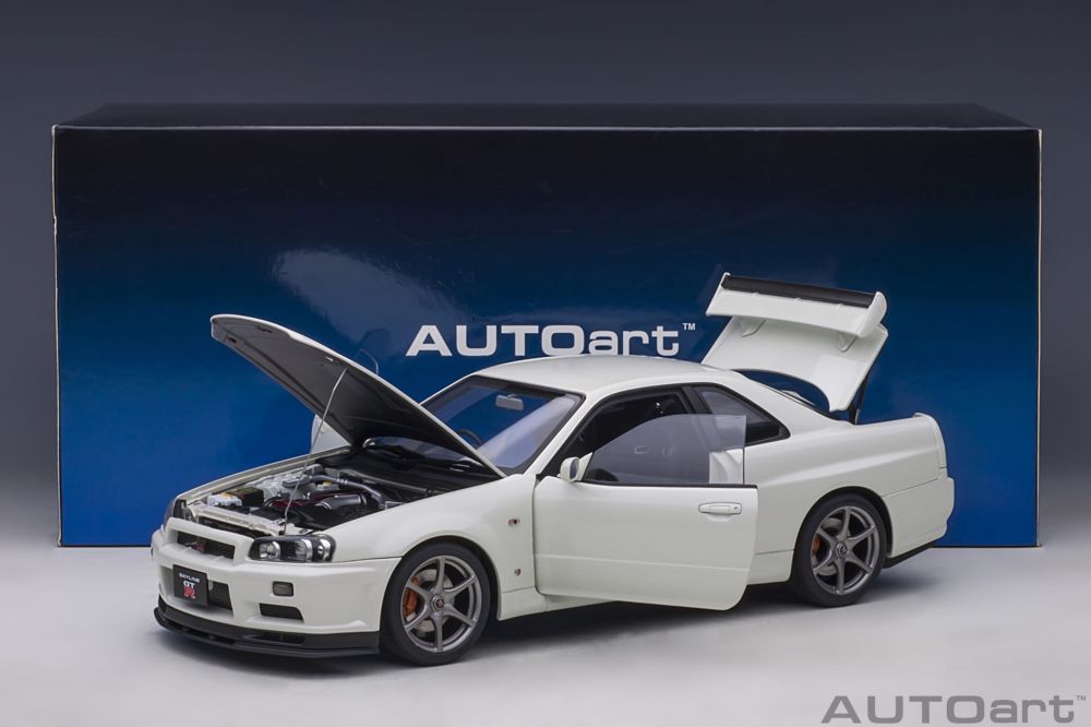 AutoArt Nissan Skyline R34 V-spec II bel 1:18