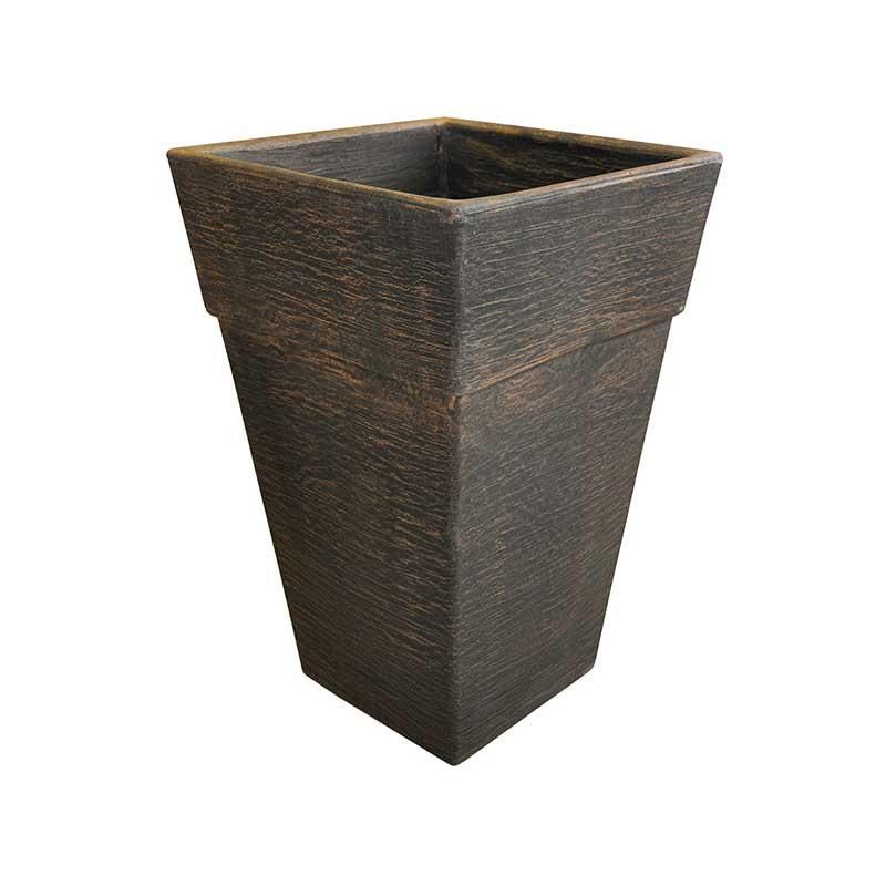 Zunanja korita za rože Quadro - bakrena imitacija lesa L