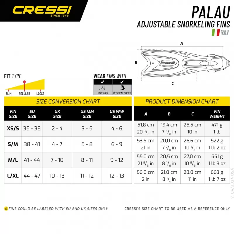CRESSI plavutke Palau za plavanje  XS/S - EU 35/38 modra