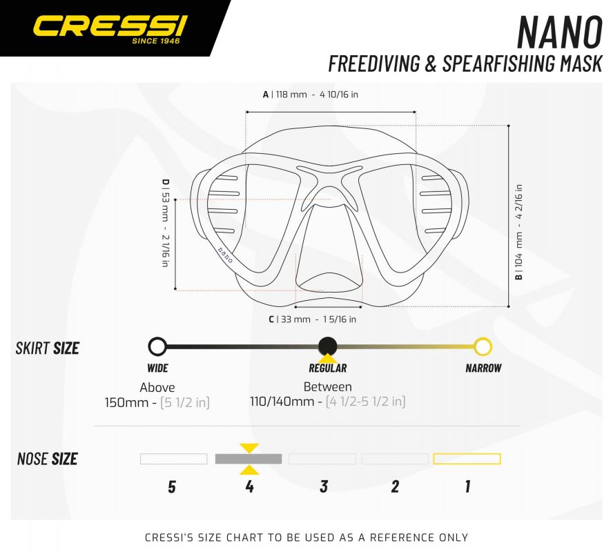 Cressi potapljaška maska Nano Blue metal