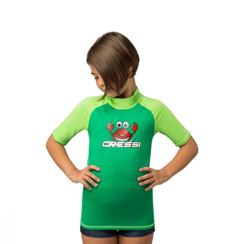 Cressi UV majica Crabby s kratkimi rokavi za otroke 2-3 kivi