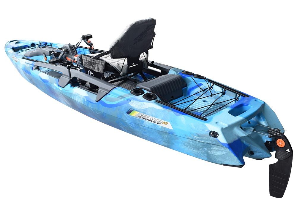 Kajak za ribolov Feelfree Dorado Motodrive blue camo