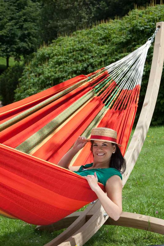 La Siesta viseča mreža bio bombaž Flora Kingsize čili