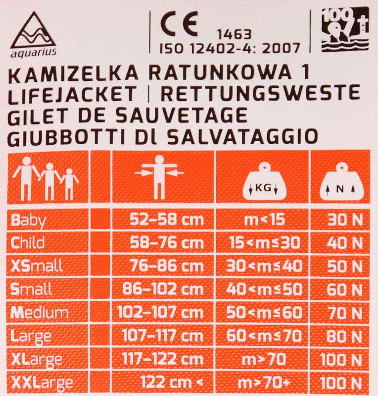 Rešilni jopič Aquarius oranžen S 60N