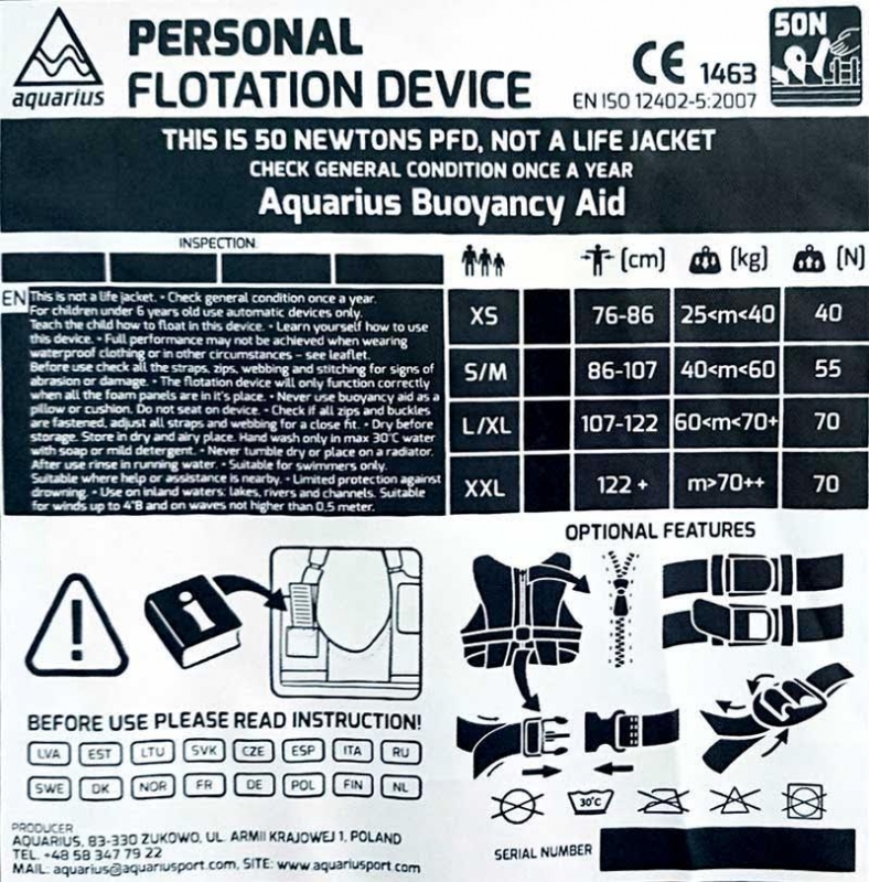 Rešilni jopič Aquarius MQ PLUS S/M 55N Zelen