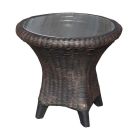 Visoka miza Ratan s steklom - bakrena imitacija lesa